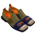 Suèi - Loafers with Velcro Smart / Suèi - Orange - Beige - Handmade in Italy - Luxury Exclusive Collection