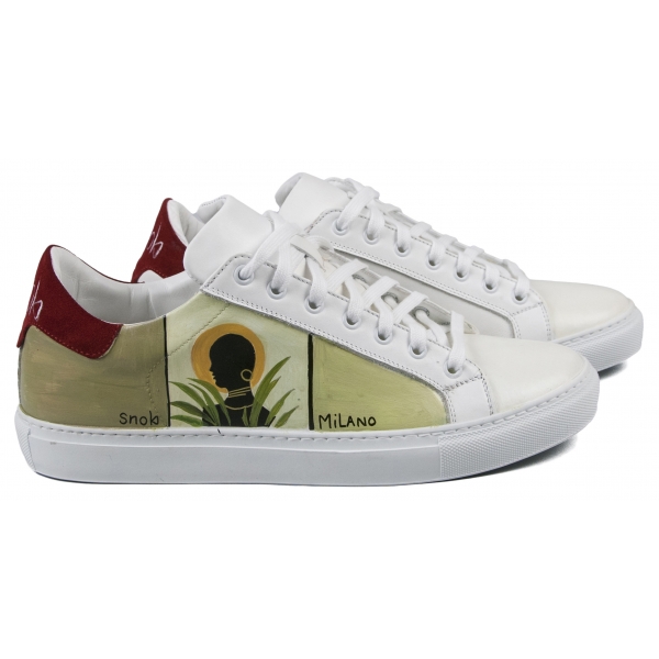 Snob Sneakers - Mama Africa By Veronica Moon - Sneakers - White Leather - Handmade in Italy - Luxury Exclusive Collection