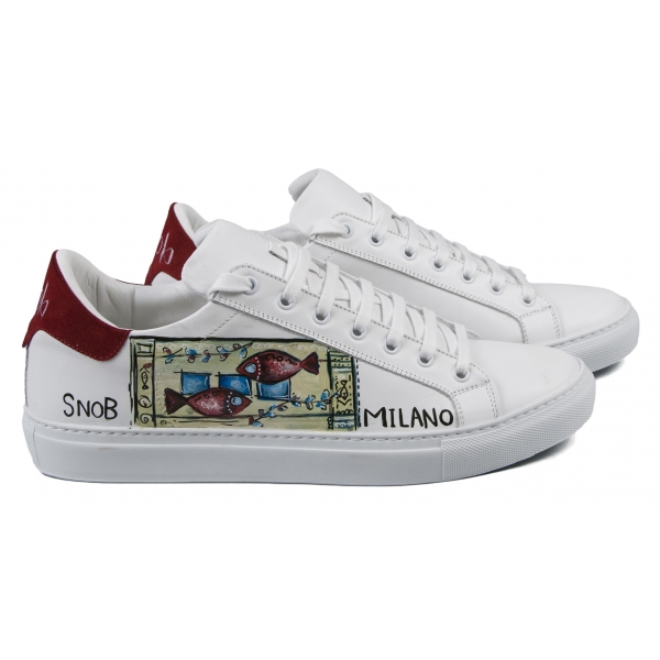 Snob Sneakers - Ocean's One By Veronica Moon - Sneakers - White Leather - Handmade in Italy - Luxury Exclusive Collection