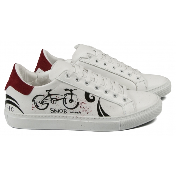 Snob Sneakers - Bike Ride By Veronica Moon - Sneakers - White Leather - Handmade in Italy - Luxury Exclusive Collection