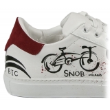 Snob Sneakers - Bike Ride By Veronica Moon - Sneakers - Pelle Bianca - Handmade in Italy - Luxury Exclusive Collection