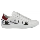 Snob Sneakers - I Love L.A. By Yo-Yo- Sneakers - Pelle Bianca - Handmade in Italy - Luxury Exclusive Collection