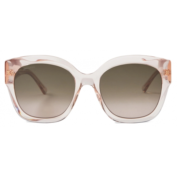 Jimmy Choo - Leela - Nude Square Frame Sunglasses with Glitter - Jimmy Choo Eyewear