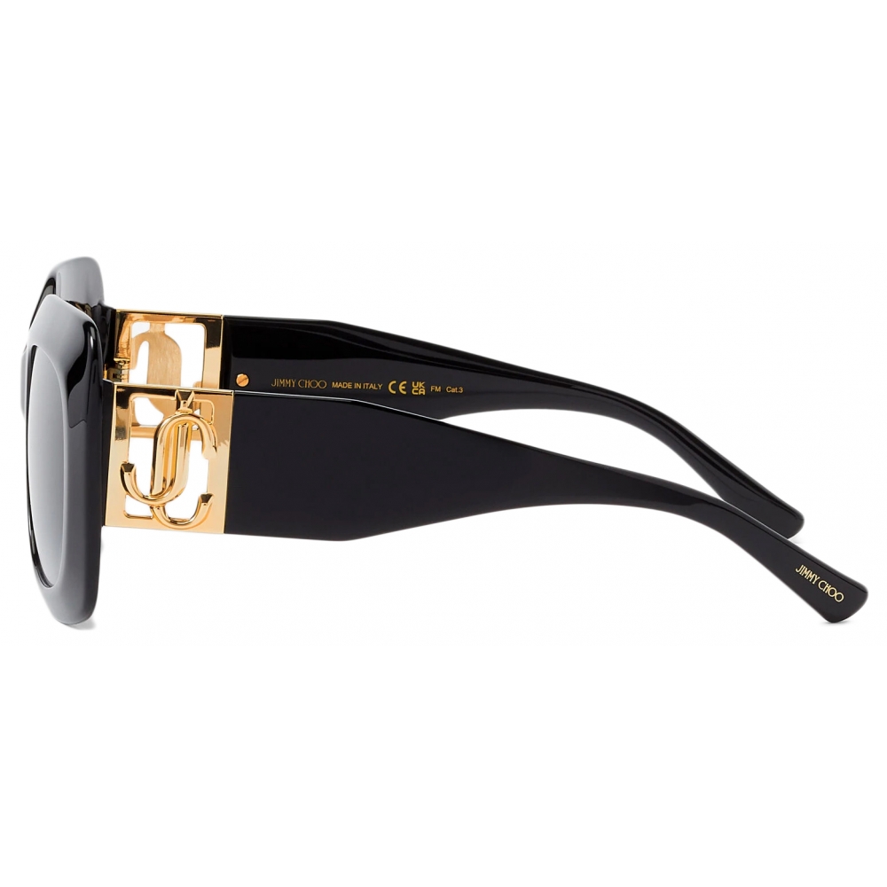 Jimmy Choo - Gaya - Black and Gold Square Frame Sunglasses with JC ...