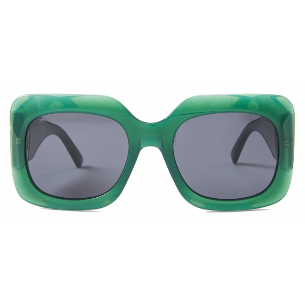 Jimmy Choo - Gaya - Opal Green and Gold Square Frame Sunglasses with JC Emblem - Jimmy Choo Eyewear