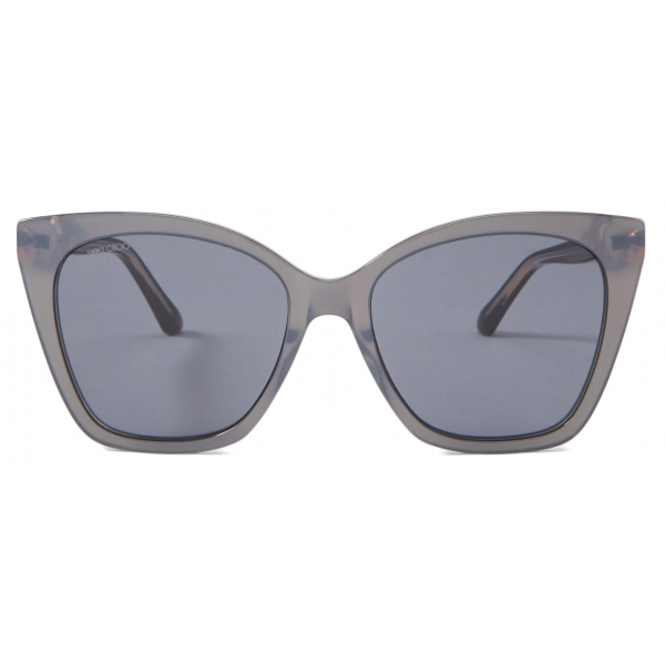 Jimmy Choo - Rua/G - Pearled Grey Cat Eye Sunglasses with Pearls and Swarovski Crystals - Jimmy Choo Eyewear