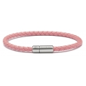 Viola Milano - Braided Italian Leather Bracelet - Pink - Handmade in Italy - Luxury Exclusive Collection