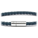 Viola Milano - Braided Italian Leather Bracelet - Sea Blue - Handmade in Italy - Luxury Exclusive Collection