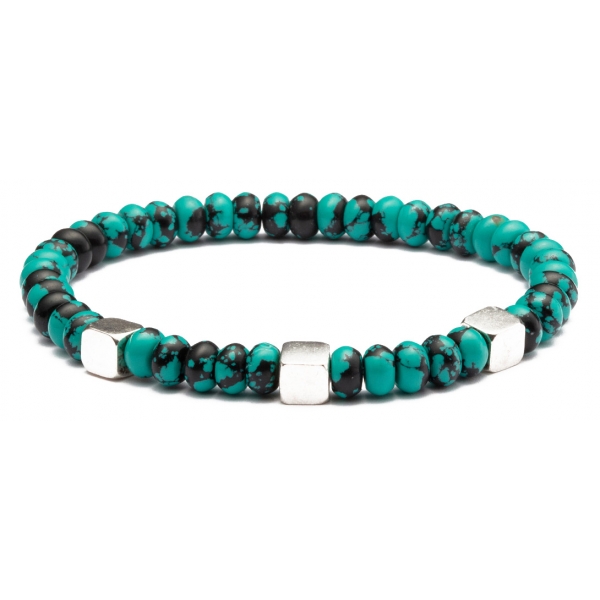 Viola Milano - Square Silver Gemstone Bracelet - Turquoise Turtle - Handmade in Italy - Luxury Exclusive Collection