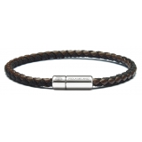 Viola Milano - Braided Genuine Italian Leather Bracelet - Brown/Black - Handmade in Italy - Luxury Exclusive Collection