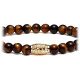Viola Milano - Gemstone 6 mm Bracelet - Gold Tube - Tiger Eye - Handmade in Italy - Luxury Exclusive Collection