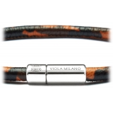 Viola Milano - Bracciale in Vera Pelle Italiana - Arancione Camo - Handmade in Italy - Luxury Exclusive Collection