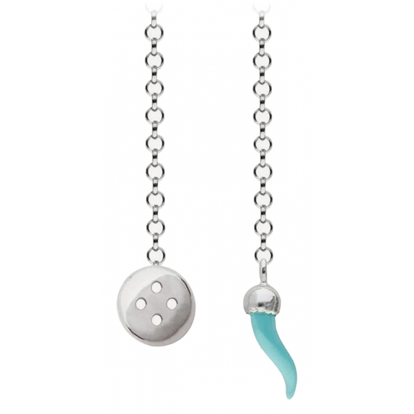 Viola Milano - Lapel Chain in 100% Sterling Silver - Turquoise - Handmade in Italy - Luxury Exclusive Collection