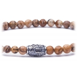 Viola Milano - Natural 4 mm Gemstone Bracelet - Fossil Wood - Handmade in Italy - Luxury Exclusive Collection