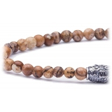 Viola Milano - Natural 4 mm Gemstone Bracelet - Fossil Wood - Handmade in Italy - Luxury Exclusive Collection