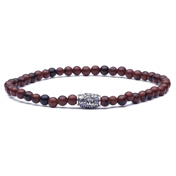 Viola Milano - Natural 4 mm Gemstone Bracelet - Tuscan Red - Handmade in Italy - Luxury Exclusive Collection
