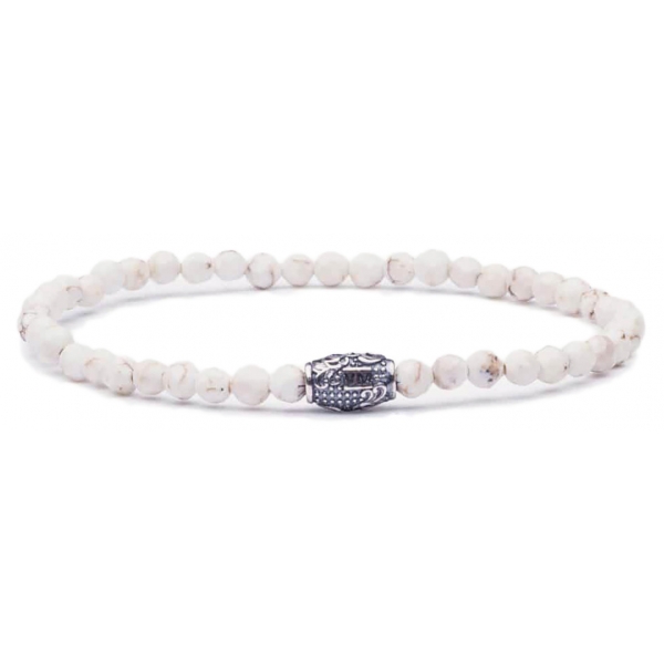 Viola Milano - Natural 4 mm Gemstone Bracelet - White Turquoise - Handmade in Italy - Luxury Exclusive Collection