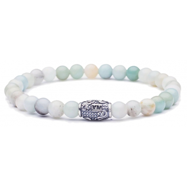 Viola Milano - Natural 6 mm Gemstone Bracelet - Amazonite - Handmade in Italy - Luxury Exclusive Collection