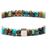 Viola Milano - Square Silver Gemstone Bracelet - Mix Color - Handmade in Italy - Luxury Exclusive Collection