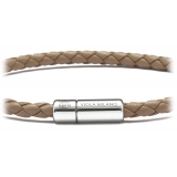 Viola Milano - Braided Italian Leather Bracelet - Taupe - Handmade in Italy - Luxury Exclusive Collection