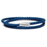 Viola Milano - Double Braided Italian Leather Bracelet - Blue - Handmade in Italy - Luxury Exclusive Collection