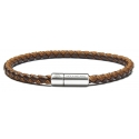 Viola Milano - Braided Genuine Italian Leather Bracelet - Brown/Cola - Handmade in Italy - Luxury Exclusive Collection
