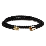 Viola Milano - Double Braided Italian Leather Bracelet Gold Clasp - Brown - Handmade in Italy - Luxury Exclusive Collection