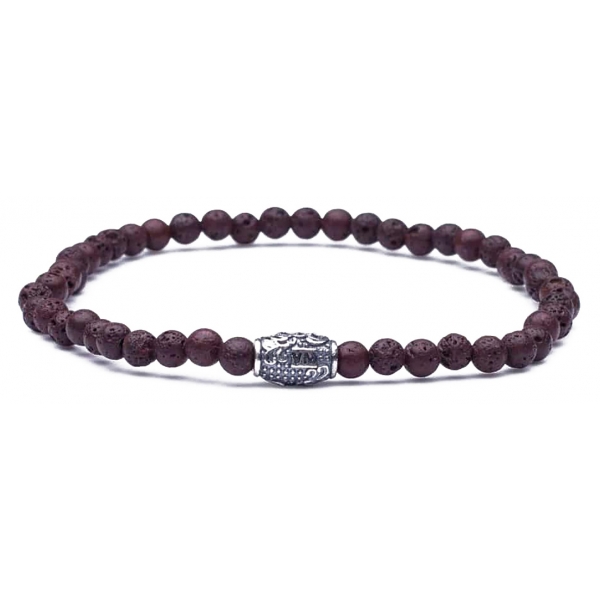 Viola Milano - Natural 4 mm Gemstone Bracelet - Brown Igneous - Handmade in Italy - Luxury Exclusive Collection