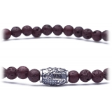 Viola Milano - Natural 4 mm Gemstone Bracelet - Brown Igneous - Handmade in Italy - Luxury Exclusive Collection