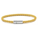 Viola Milano - Braided Italian Leather Bracelet - Yellow - Handmade in Italy - Luxury Exclusive Collection