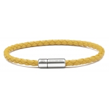 Viola Milano - Braided Italian Leather Bracelet - Yellow - Handmade in Italy - Luxury Exclusive Collection