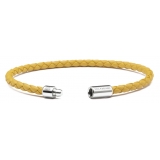 Viola Milano - Braided Italian Leather Bracelet - Yellow - Handmade in Italy - Luxury Exclusive Collection