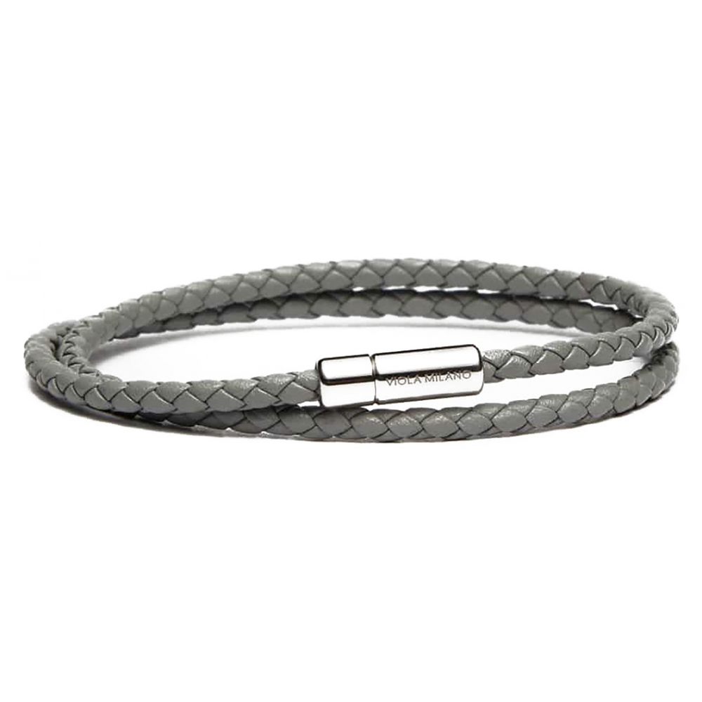 Brand new TOD's genuine leather braided snakeskin silver men's thick bracelet  bracelet Italian luxury brand - Shop Travel Genius Vintage store Bracelets  - Pinkoi