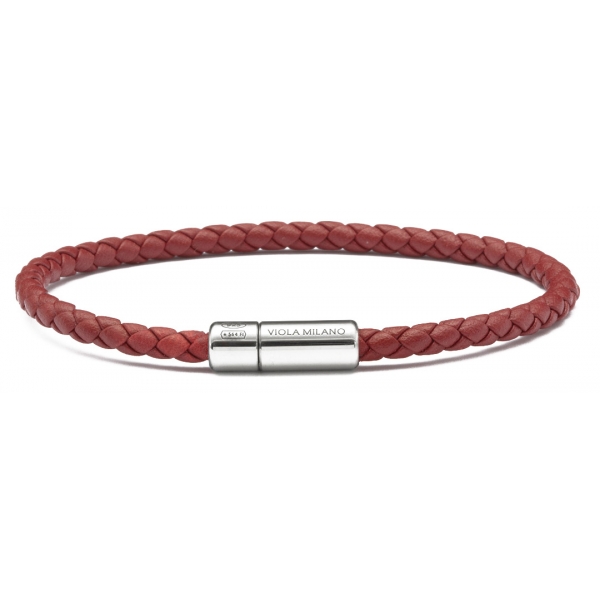 Viola Milano - Braided Italian Leather Bracelet - Mid Brown - Handmade in Italy - Luxury Exclusive Collection