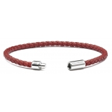 Viola Milano - Braided Italian Leather Bracelet - Mid Brown - Handmade in Italy - Luxury Exclusive Collection