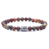 Viola Milano - Natural 6 mm Gemstone Bracelet - Autumn Jasper - Handmade in Italy - Luxury Exclusive Collection