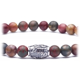 Viola Milano - Natural 6 mm Gemstone Bracelet - Autumn Jasper - Handmade in Italy - Luxury Exclusive Collection