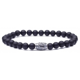 Viola Milano - Natural 6 mm Gemstone Bracelet - Matte Black - Handmade in Italy - Luxury Exclusive Collection