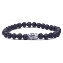 Viola Milano - Natural 6 mm Gemstone Bracelet - Black Igneous - Handmade in Italy - Luxury Exclusive Collection