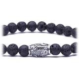 Viola Milano - Natural 6 mm Gemstone Bracelet - Black Igneous - Handmade in Italy - Luxury Exclusive Collection