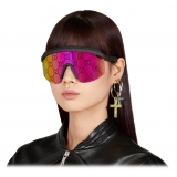 Gucci - Occhiale da Sole GG a Mascherina - Nero Marrone Rosa - Gucci Eyewear
