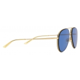 Gucci - Aviator Frame Sunglasses - Gold Blue - Gucci Eyewear