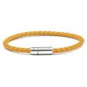 Viola Milano - Braided Italian Leather Bracelet - Mustard - Handmade in Italy - Luxury Exclusive Collection