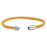 Viola Milano - Braided Italian Leather Bracelet - Mustard - Handmade in Italy - Luxury Exclusive Collection