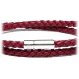 Viola Milano - Double Braided Italian Leather Bracelet - Blood - Handmade in Italy - Luxury Exclusive Collection