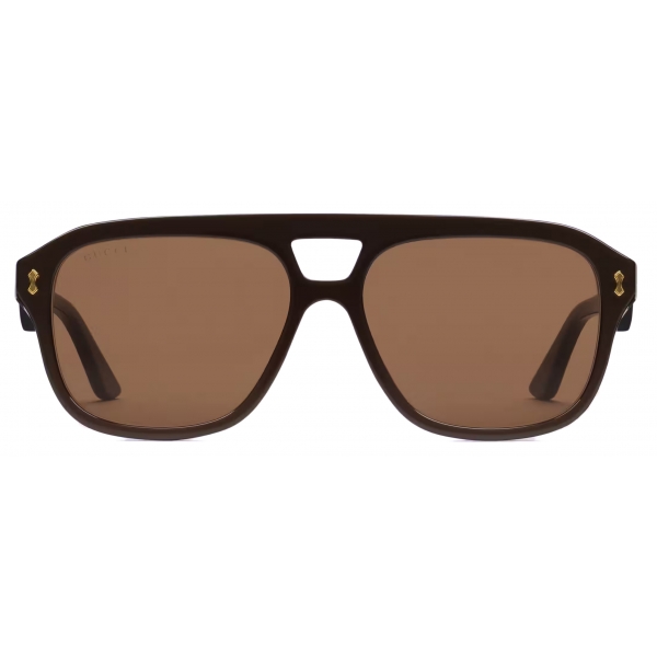Gucci - Aviator Frame Sunglasses - Brown - Gucci Eyewear