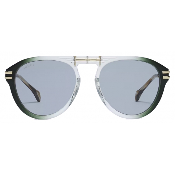 Gucci - Occhiale da Sole Rotondi - Grigio Verde Sfumato - Gucci Eyewear