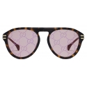 Gucci - Occhiale da Sole Rotondi con Ponte Basso - Marrone Scuro Rosa - Gucci Eyewear