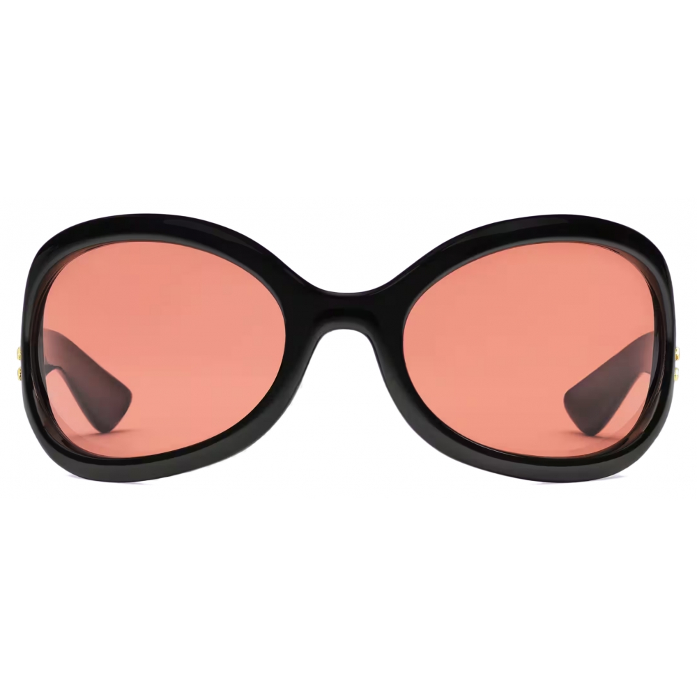Gucci Oval Frame Sunglasses Black Red Gucci Eyewear Avvenice
