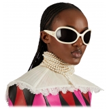 Gucci - Oval Frame Sunglasses - Ivory Dark Brown - Gucci Eyewear